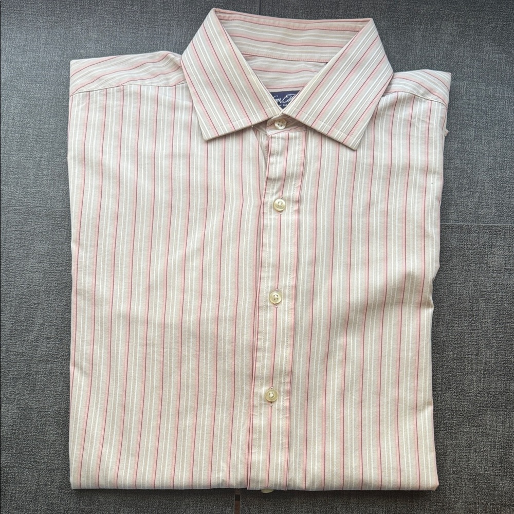 Sean John Pink and White Striped Dress Shirt - 16-1/2 34/35